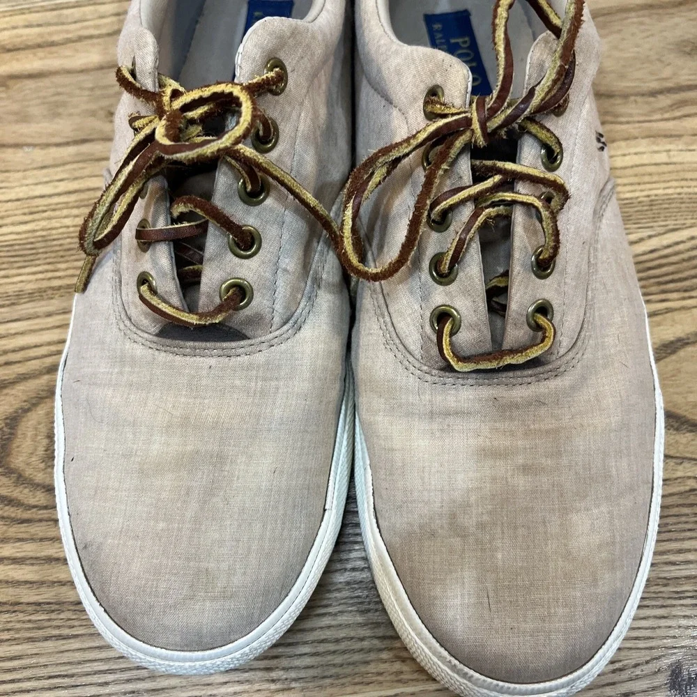 Polo Ralph‎ Lauren Shoes Mens 10D Tan Vaughn Canvas Boat Deck Shoes